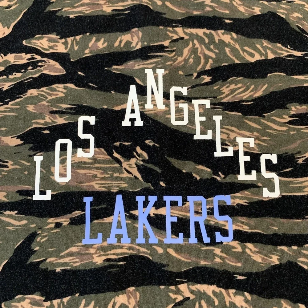 Los Angeles Lakers Shirt Mens Large Green NBA Basketball Camo Mitchell &‎ Ness